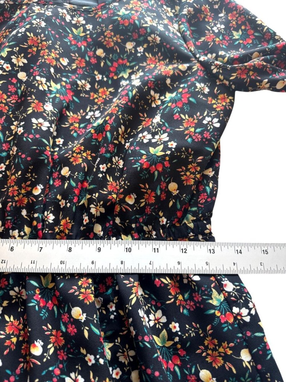 J.Crew Mercantile Ditsy Floral Faux Wrap Dress Size 4 Elastic Waist Long Sleeve - Picture 10 of 12